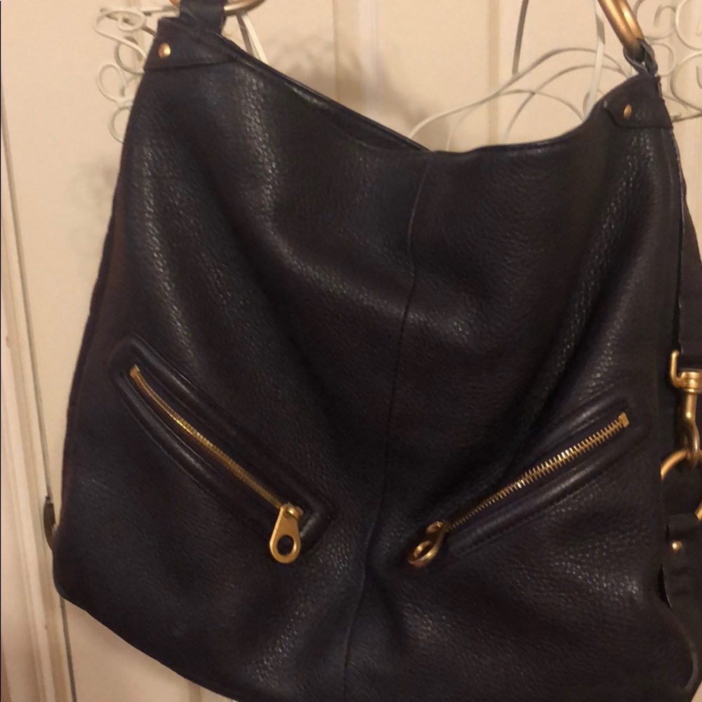 Deep plum leather hobo purse